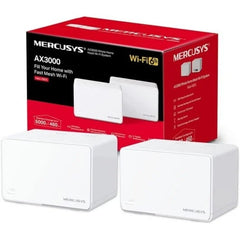 Mercusys Halo H80X Sistema Wi-Fi 6 Mesh AX3000 Doble Banda - 2 Unidades Halo - Cobertura hasta 650 mÂ² - 3 Puertos Gigabit por Unidad Halo - Color Blanco