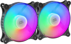 Mars Gaming Kit de 2 Espectaculares Ventiladores FRGB RAINBOW 360Âº - 120x120x25mm - Iluminacion 360Âº FRGB RAINBOW - Ventilacion Superior y Silenciosa - Conexion 3PIN+4PIN - Color Negro