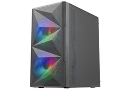 Mars Gaming Caja Gaming Compacta MC-ME - DiseÃ±o Innovador - Ventiladores FRGB 120mm - Ventana Lateral Cristal Templado - Maxima Refrigeracion - Color Negro