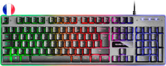 Mars Gaming Teclado Gaming MK220 - Tecnologia H-MECH - Iluminacion FRGB Rainbow - Panel de Aluminio - Base de ABS Reforzado - DiseÃ±o Completo - Material Aluminio + ABS - Longitud del Cable 150cm - Frances - Color Negro