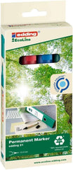 Edding 21 EcoLine Pack de 4 Rotuladores Permanentes - Punta Redonda - Trazo entre 1.5 y 3mm - 90% de Plastico Reciclado - Colores Surtidos