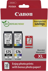 Canon PG575XL/CL576XL Multipack de 2 cartouches d'encre originales + 50 feuilles de papier photo - 5437C006