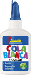 Imedio Cola Blanca Escolar 40gr - Sin Disolventes - Bote Blando Ideal para NiÃ±os - Con Espatula Incorporada
