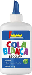 Imedio Cola Blanca Escolar 125gr - Sin Disolventes - Bote Blando Ideal para NiÃ±os - Con Espatula Incorporada