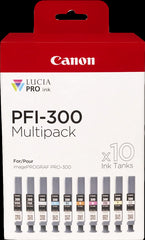 Pacote de 10 cartuchos de tinta originais Canon PFI300 - 4192C008