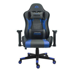 Cromad Serie Phoenix Silla Gaming - Altura Regulable con Piston de Gas Clase 2 - Reclinable hasta 180Âº - Cojines Lumbar y Cervical - Color Gris/Azul/Negro