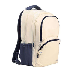 Milan Serie 1918 Mochila Escolar 25L - 3 Bolsillos Delanteros + 2 Bolsillos Laterales - Asas Regulables y Acolchadas - TamaÃ±o 46,5x30x17cm - Color Beige/Azul Oscuro