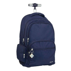 Milan Serie 1918 Mochila Escolar 25L con Carro Integrado y Mango Metalico Retractil - 3 Bolsillos Delanteros + 2 Bolsillos Laterales - TamaÃ±o 46,5x30x17cm - Color Azul Oscuro