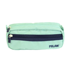 Milan Serie 1918 Estuche Portatodo Rectangular 2 Compartimentos - Tejido Resistente a las Roturas y Rasgaduras - Medidas 21x8,5x6,1cm - Color Verde