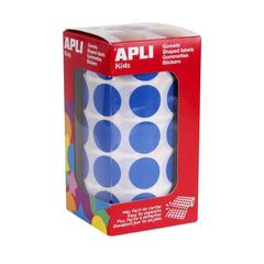 Apli Rollo de 1770 Gomets Redondos Azules - Ã˜ 20mm - Adhesivo Permanente - Desarrolla Habilidades y Capacidades en NiÃ±os