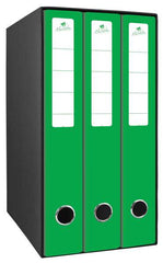 Mariola Box Modulo de 3 Archivadores con Rado 2 Anillas 40mm - TamaÃ±o 35x26x17cm - Carton Forrado - Color Verde