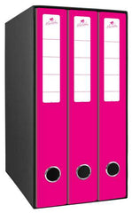 Mariola Box Modulo de 3 Archivadores con Rado 2 Anillas 40mm - TamaÃ±o 35x26x17cm - Carton Forrado - Color Fucsia