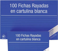 Mariola Pack de 100 Fichas Rayadas NÂº3 para Fichero - Medidas 150x100mm - Color Blanco