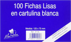 Mariola Pack de 100 Fichas Lisas NÂº2 para Fichero - Medidas 125x75mm - Color Blanco