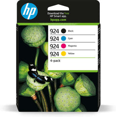 HP 924 Pack de 4 Cartuchos de Tinta Original Negro, Amarillo, Magenta y Cyan - 6C3Z1NE