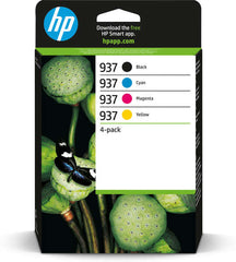 HP 937 Pack de 4 Cartuchos de Tinta Original Negro, Amarillo, Magenta y Cyan - 6C400NE