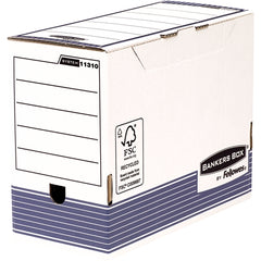 Fellowes Bankers Box Pack de 10 Cajas de Archivos TamaÃ±o A4+ Fastfold - Medidas Internas 24.9x14.3x33cm - Medidas Externas 25.3x15x34.5cm - Lomo de 150mm - Montaje Automatico - Certificacion FSC