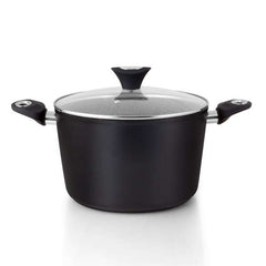 Orbegozo CFH 3020 Cacerola Honda Fundicook - 3.5L de Capacidad - Aluminio Forjado - Antiadherente - Facil Limpieza - Mango Ergonomico - Tapa de Cristal Templado
