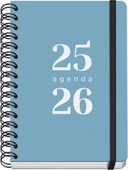 Dohe Grammar Agenda Escolar 25/26 Espiral A5 - Semana Vista - Papel 80g/m2 - Cubierta de Polipropileno - Cierre de Goma Elastica - Color Azul