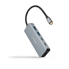 Nanocable HUB USB-C 6 en 1 - Conversor USB-C 3.2 GEN1 5G a 2 x USB-A + 2 x USB-C + HDMI + USB-C PD 100W - Aluminio - 15 cm - Color Gris