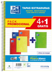 Oxford School Classic Write&Erase Pack 4+1 FÂº - Cuaderno Espiral - Tapa Extradura - 1 Linea con Margen - 80 Hojas - Colores Surtidos