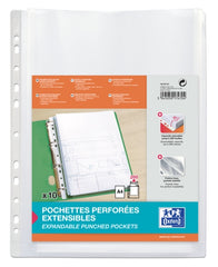 Oxford Pack de 10 Fundas Multitaladro A4 con Fuelle - Gran Capacidad - Polipropileno 200Âµ - Acabado Cristal