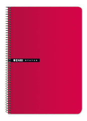 Enri Status Cuaderno Espiral TamaÃ±o Folio Cuadricula 4mm 100 Hojas con Margen - Tapa Dura - Color Rojo