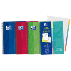 Oxford School Classic A4+ Europeanbook - Tapa Extradura Resistente - 100 Hojas Cuadriculadas 5x5 - 5 PestaÃ±as Troqueladas - Colores Surtidos