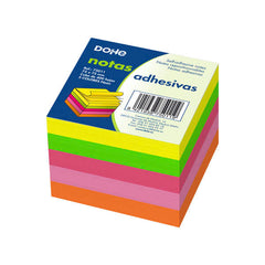 Dohe Cubo de 400 Notas Reposicionables - TamaÃ±o 75x75mm - Papel de 75gr - Ideal para Oficina y Escuela - Colores Neon Surtidos
