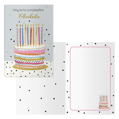 Dohe Pack de 6 Tarjetas de Felicitacion de CumpleaÃ±os - 11.5x17cm - Impresion a Todo Color - Estampaciones con Pelicula de Color - Estampacion en Seco - Papel Offset Blanco de 300gr - Incluye Sobre de Color