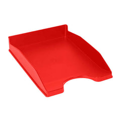 Dohe +Mab Bandeja de Sobremesa para Documentos TamaÃ±o A4 - Medidas 255x60x335mm - Fabricada en Poliestireno de Alta Calidad - Apilable - Material 100% Reciclable - Color Rojo