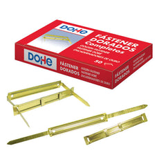 Dohe Caja de 50 Fasteners Metalicos Dorados - Para Encuadernaciones de 80mm - LengÃ¼eta y Pasador