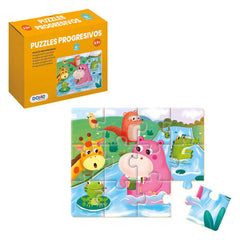 Dohe Puzzle Infantil de 12 Piezas - Tematica Animales de La Selva - Fabricado en Doble Capa de Carton - Capa Intermedia de Contrachapado - Estimula la Imaginacion - A partir de 2 AÃ±os y Medio