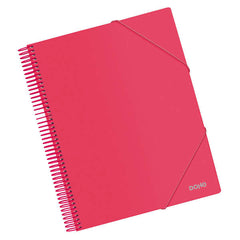 Dohe Carpeta con 20 Fundas TamaÃ±o A4 - Tapa de Polipropileno Opaco de 800 Micras - Fundas Transparentes de 80 Micras - Espiral de Plastico de Color - Gomas Elasticas a Juego