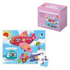 Dohe Puzzle Infantil de 24 Piezas - Tematica Aviones - Fabricado en Doble Capa de Carton - Capa Intermedia de Contrachapado - Estimula la Imaginacion - A partir de 3 AÃ±os
