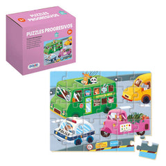Dohe Puzzle Infantil de 30 Piezas - Tematica Vehiculos - Fabricado en Doble Capa de Carton - Capa Intermedia de Contrachapado - Estimula la Imaginacion - A partir de 3 AÃ±os