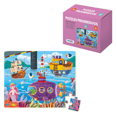 Dohe Puzzle Infantil de 35 Piezas - Tematica El Mar - Fabricado en Doble Capa de Carton - Capa Intermedia de Contrachapado - Estimula la Imaginacion - A partir de 3 AÃ±os