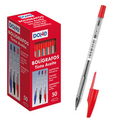 Dohe Boligrafos de Tinta a Base de Aceite - Punta de Bola Metalica de 1mm - Trazo de 0.4mm - Cuerpo Transparente y Capucha Ventilada