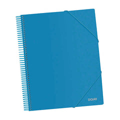 Dohe Carpeta con 40 Fundas TamaÃ±o A4 - Tapa de Polipropileno Opaco de 800 Micras - Fundas Transparentes de 80 Micras - Espiral de Plastico Colorido - Gomas Elasticas a Juego