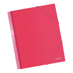 Dohe Carpeta con 40 Fundas TamaÃ±o A4 - Tapa de Polipropileno Opaco de 800 Micras - Fundas Transparentes de 80 Micras - Espiral de Plastico de Color - Gomas Elasticas a Juego