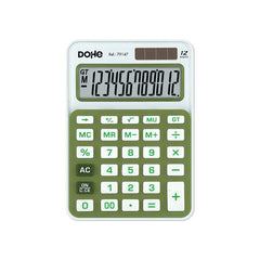 Dohe Calculadora de Sobremesa PequeÃ±a 12 Digitos - Teclas de Gran Formato - 4 Teclas de Memoria - Apagado Automatico - Alimentacion Solar y Pilas - Color Blanco/Verde