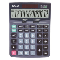 Dohe Calculadora Electronica de Sobremesa - Pantalla LCD de 12 Digitos - Alimentacion Solar y a Pilas - Teclas de Gran TamaÃ±o