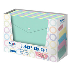 Dohe Expositor de 20 Sobres Broche TamaÃ±o Folio - 200 Micras - Colores Surtidos