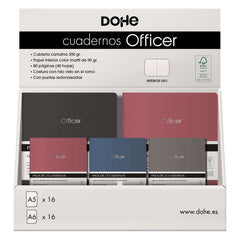 Dohe Expositor de Cuadernos Officer - TamaÃ±o A5 y A6 - Cubierta en Cartulina de 300g - Estampacion en Portada - Interior de 40 Hojas Lisas en Papel Ahuesado de 90g - Retractilado de 2 Unidades