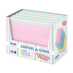 Dohe Expositor de Carpetas de Gomas TamaÃ±o A4 - 20uds - Polipropileno de 600 Micras - Colores Surtidos
