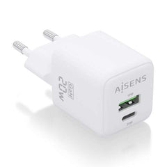 Aisens Cargador Gan 20W - 1xUSB-C PD3.0 QC4.0 - 1xUSB-A QC3.0 - Color Blanco