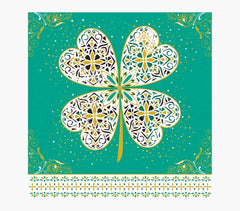 Pictura Tarjeta Arabesque - 16x16cm - Tematica Trebol de Cuatro Hojas - Tarjeta Triptica sin Envoltorio - Incluido Sobre Blanco - Papel con Certificacion FSC