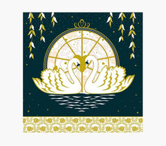 Pictura Tarjeta Arabesque - 16x16cm - Tematica Cisnes - Tarjeta Triptica - Incluye Sobre Blanco - Papel con Certificacion FSC