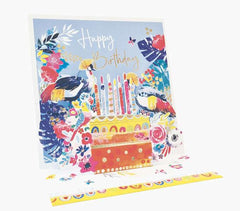 Pictura Tarjeta 3D Pop-Up - 16x16cm - Tematica Tarta de CumpleaÃ±os - Embolsada Individualmente - Incluye Sobre Blanco - Papel con Certificacion FSC