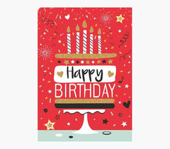 Pictura Tarjeta Zig-Zag - 15x22cm - Tematica Tarta de CumpleaÃ±os - Triptica sin Envoltorio - Incluye Sobre Blanco - Papel con Certificacion FSC